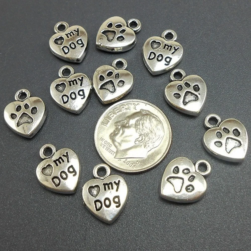 8pcs Love‎ My Dog Heart Charms, jewelry making supplies
